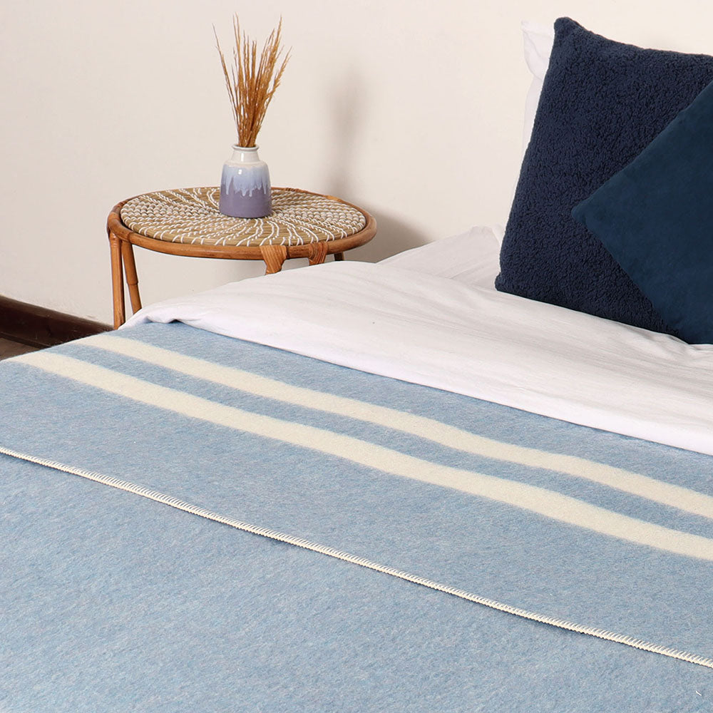 Striped Banderita Alpaca Wool Blanket Queen Size