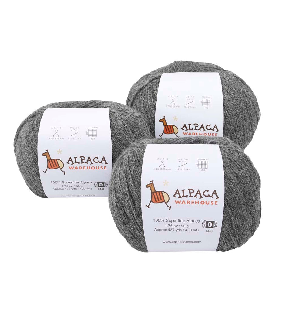 100% Alpaca Yarn Wool Set Of 3 Skeins Lace Weight