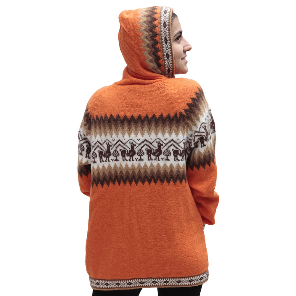 Alpaca Wool Knitted selling Unisex Hooded Sweater Llamas Design