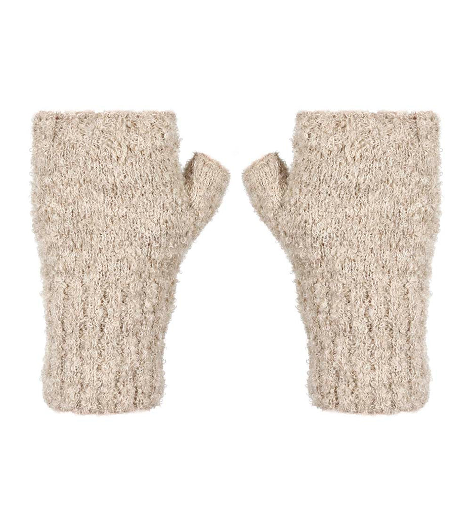 100% Alpaca Boucle Hand-knitted Fingerless Gloves Handwarmers