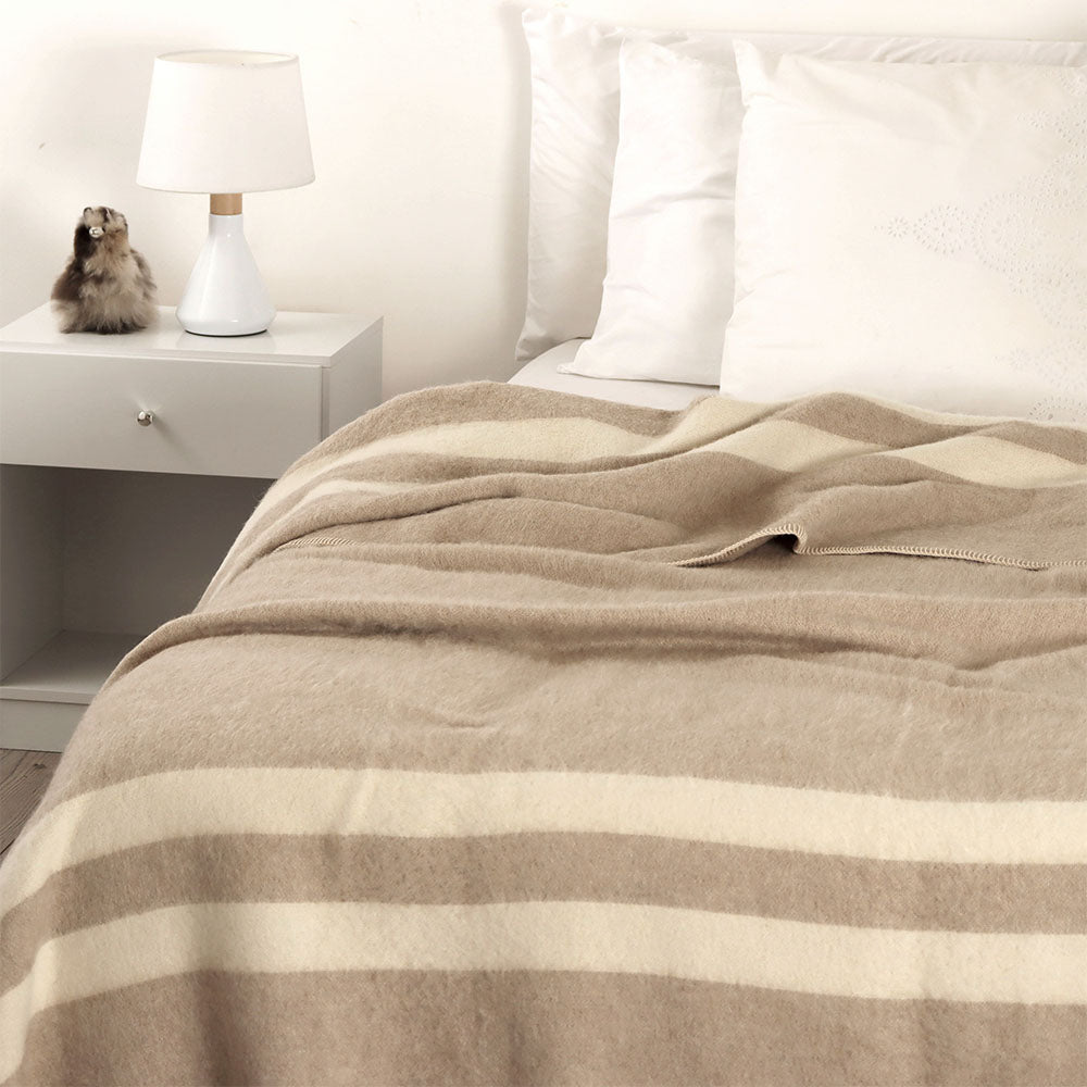 Striped Banderita Alpaca Wool Blanket Queen Size