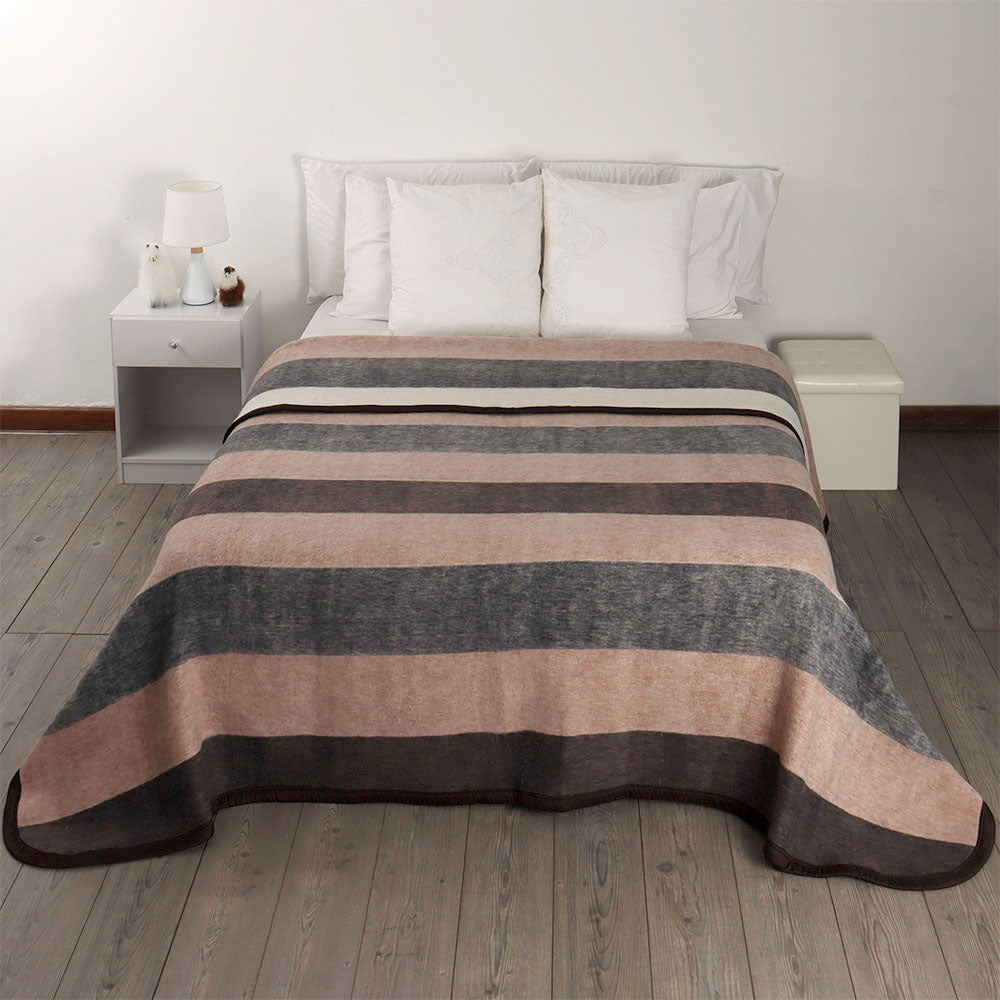 Pampa Stripes Alpaca Sheep Wool Blanket